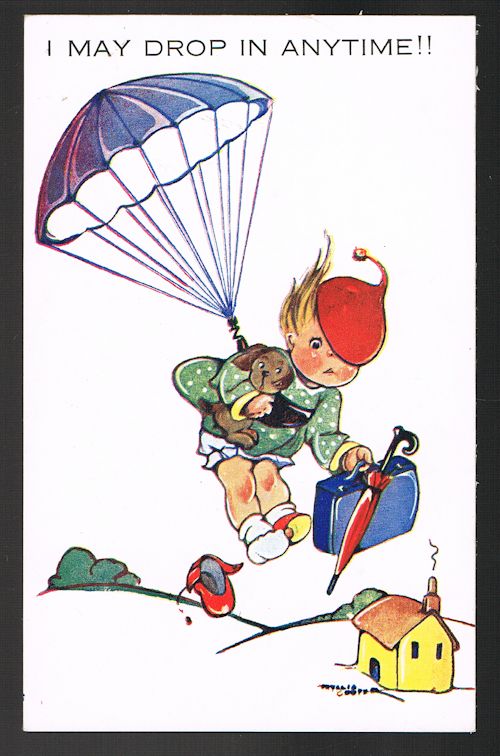 Image for I May Drop In Anytime Parachute Postcard