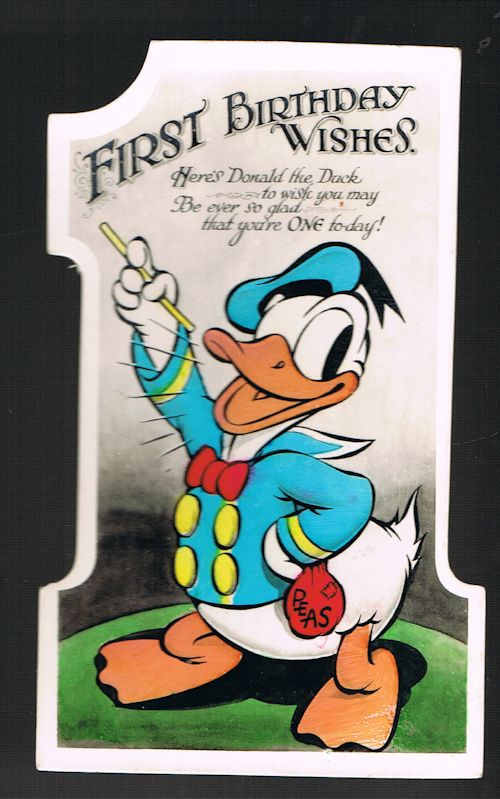 Donald Duck Disney 1st Birthday Shaped Greetings Card
