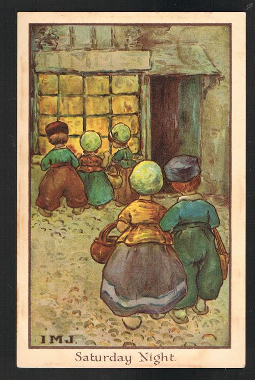 Image for Saturday Night Dutch Children Postcard