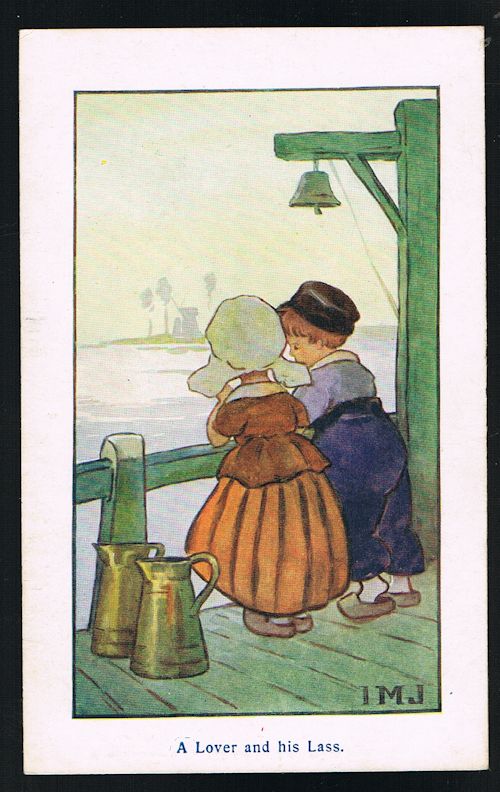 Image for A Lover and His Lass Dutch Children Postcard