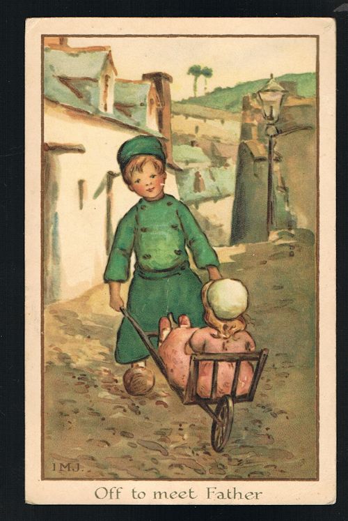 Image for Off to Meet Father Dutch Children Postcard