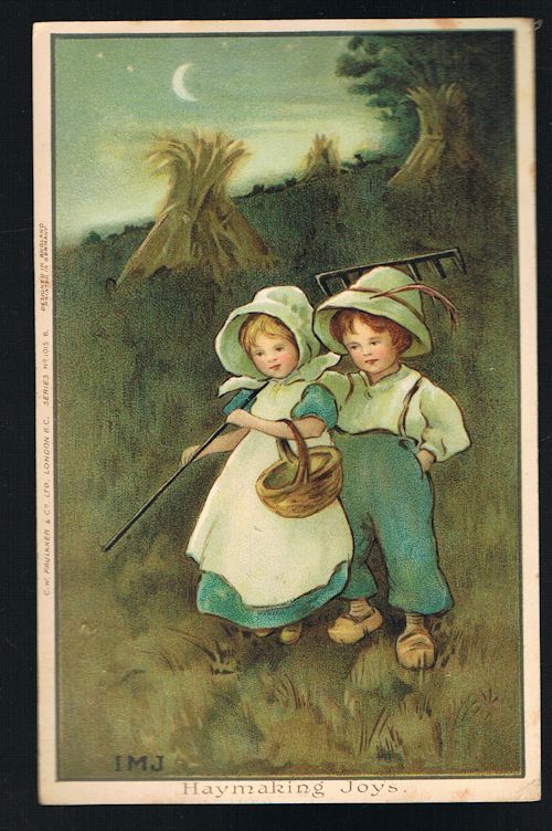 Image for Haymaking Joys Dutch Children Postcard