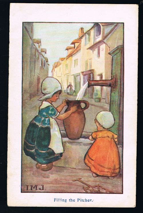 Image for Filling the Pitcher Dutch Children Postcard