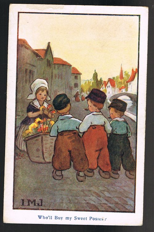 Image for Who'll Buy My Sweet Posies Dutch Children Postcard