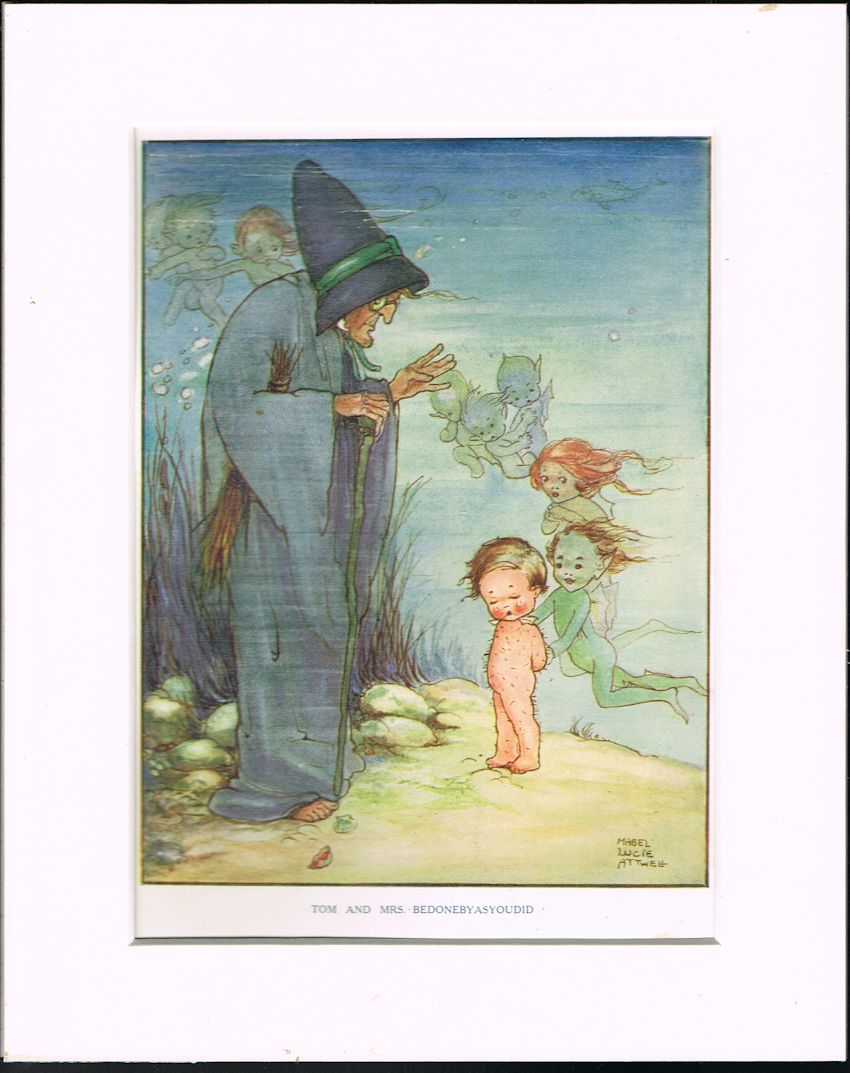 Tom and Mrs BeDoneByAsYouDid (Mounted Print from The Water-Babies)