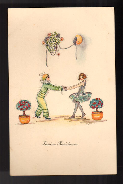 Passive Resistance Art Deco Postcard