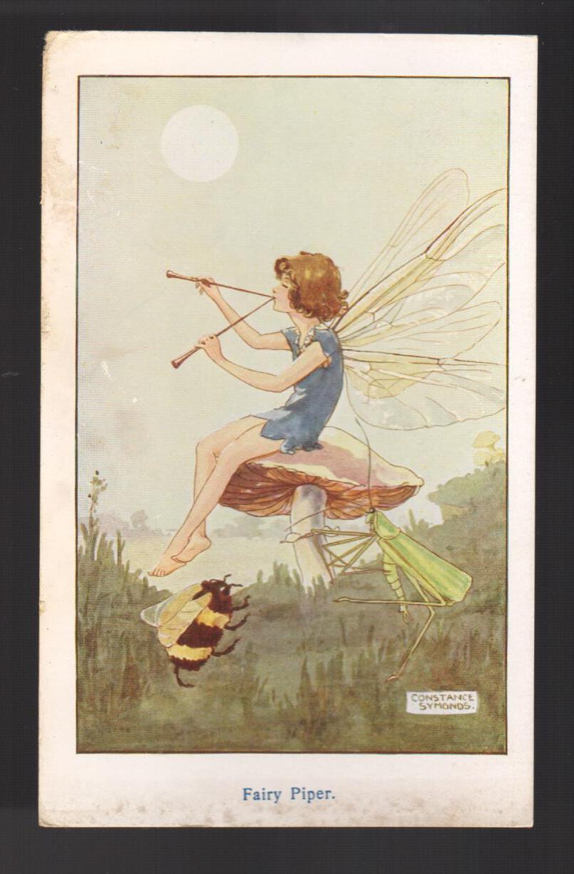 Fairy Piper - Fairy, Cricket & Bumble Bee Postcard
