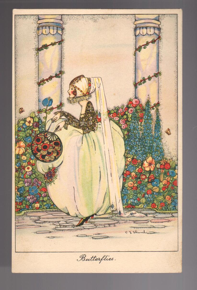 Butterflies Art Deco Postcard
