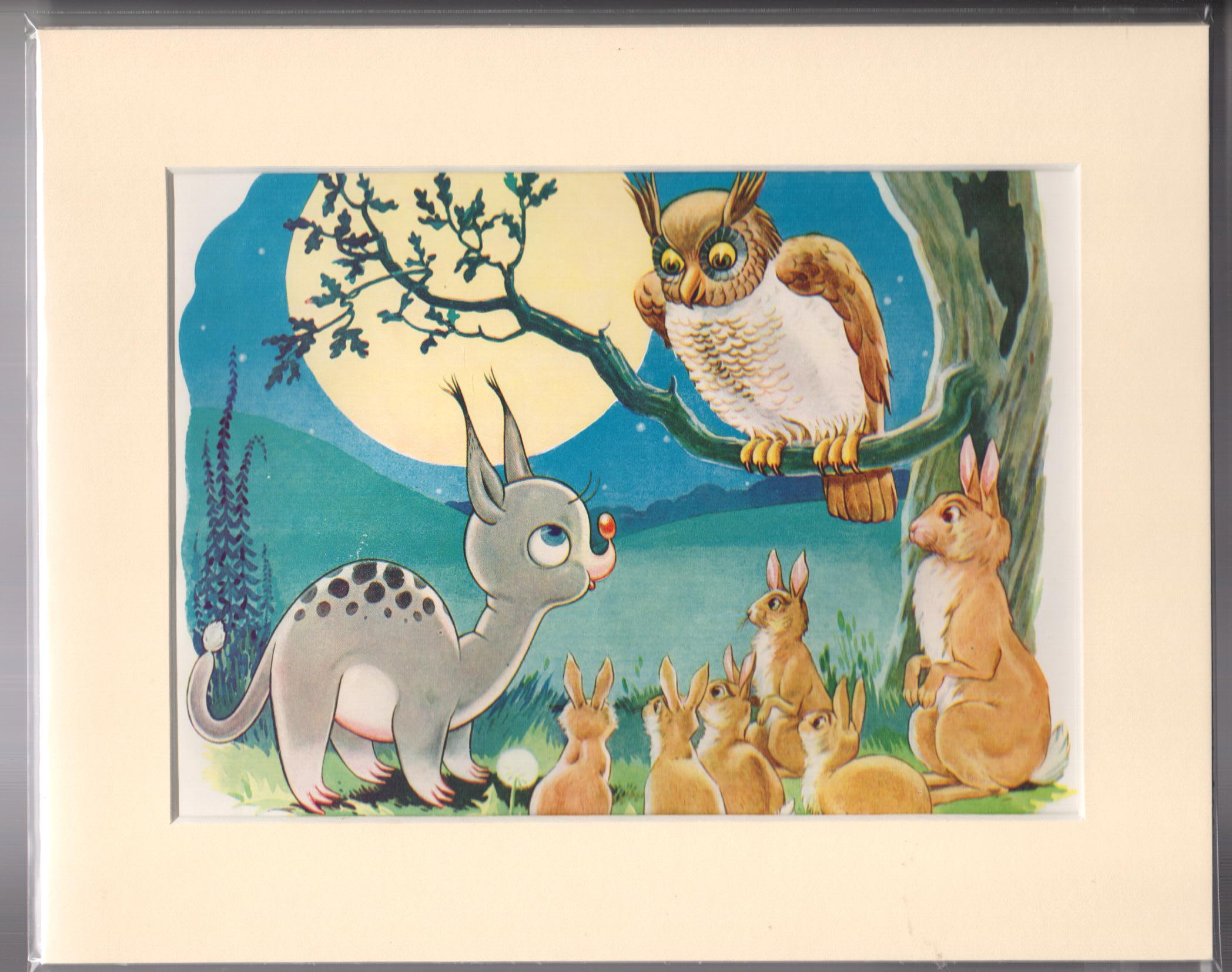 Parlicoot and How He Sets Out to Find a Playmate - Owls & Rabbits (Mounted Illustration)