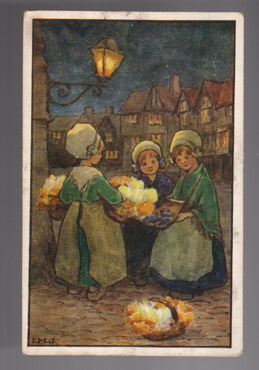 Dutch Girls at Market Postcard