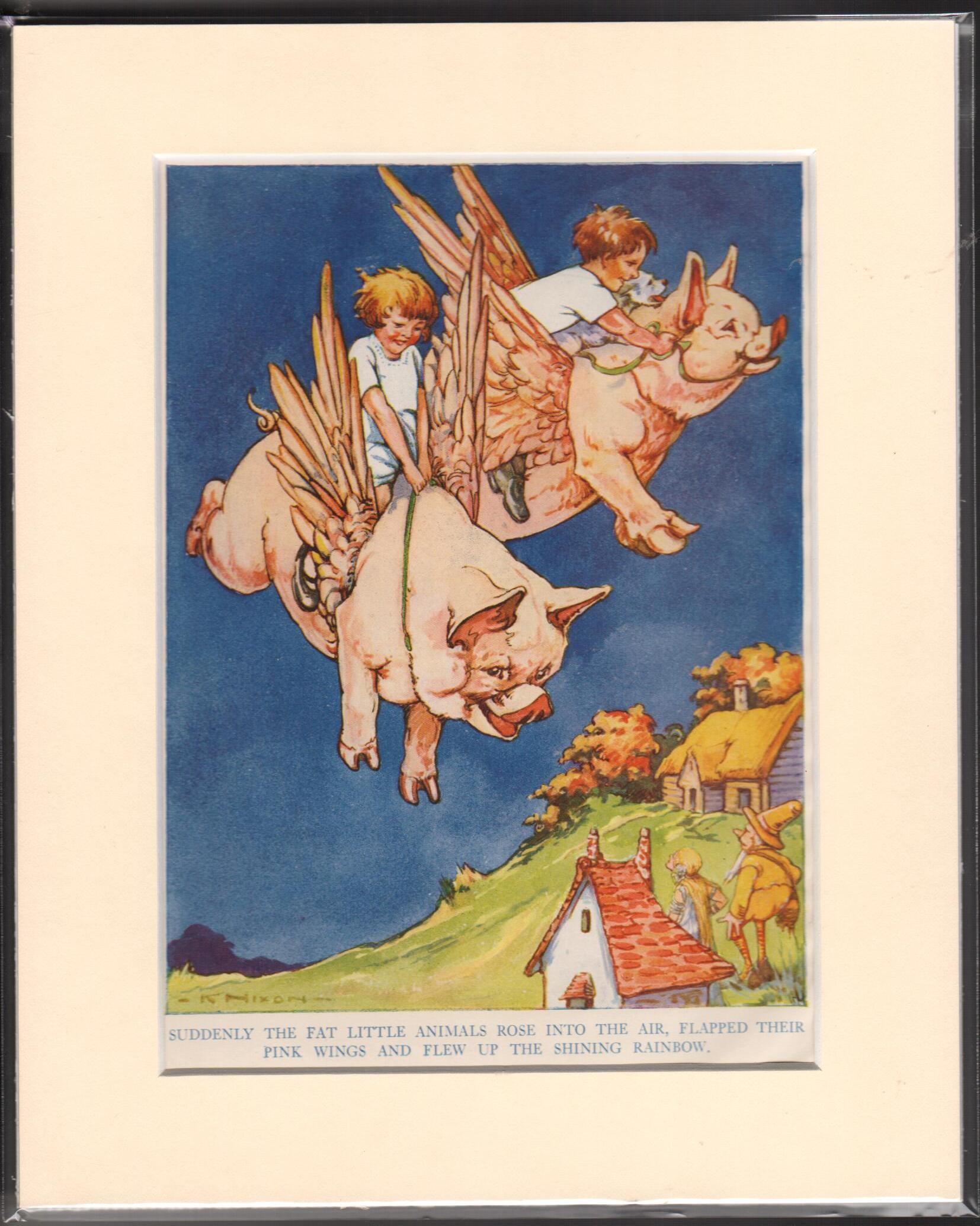 Flying Pigs (Mounted Print from Enid Blyton's Boys' and Girls' Story Book No.2]